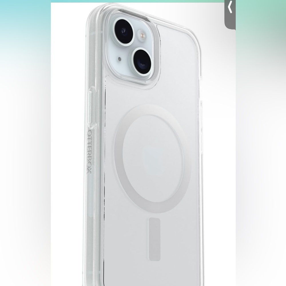 OtterBox iPhone 15, 14, and 13 Symmetry Series Clear Case, snaps to MagSafe.